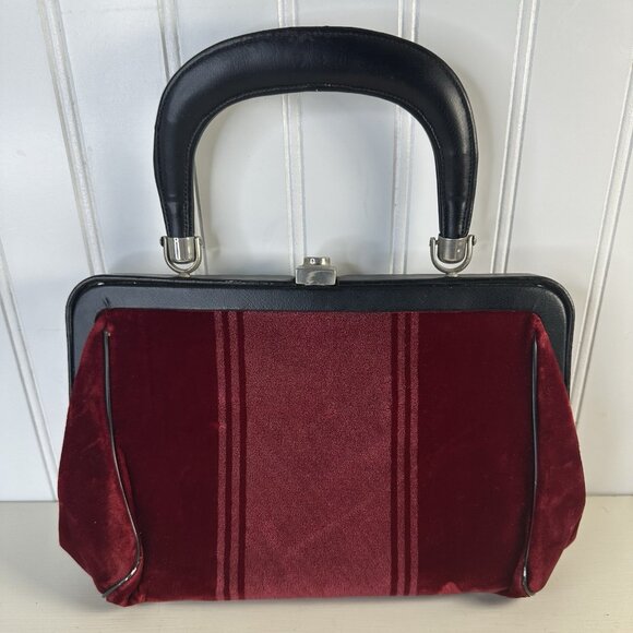 Vintage Doctor Handbag Purse Red Bevilacqua Velvet - Picture 3 of 10